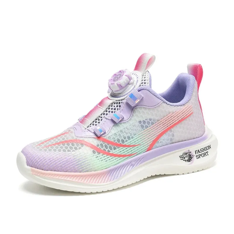 Childrens Rotating Button Running Shoes Breathable Sports Sneakers_voghion.com