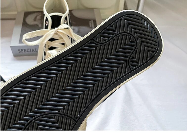 High top men's classic spring canvas student Korean vulcanized round toe casual board shoes, cloth shoes_voghion.com