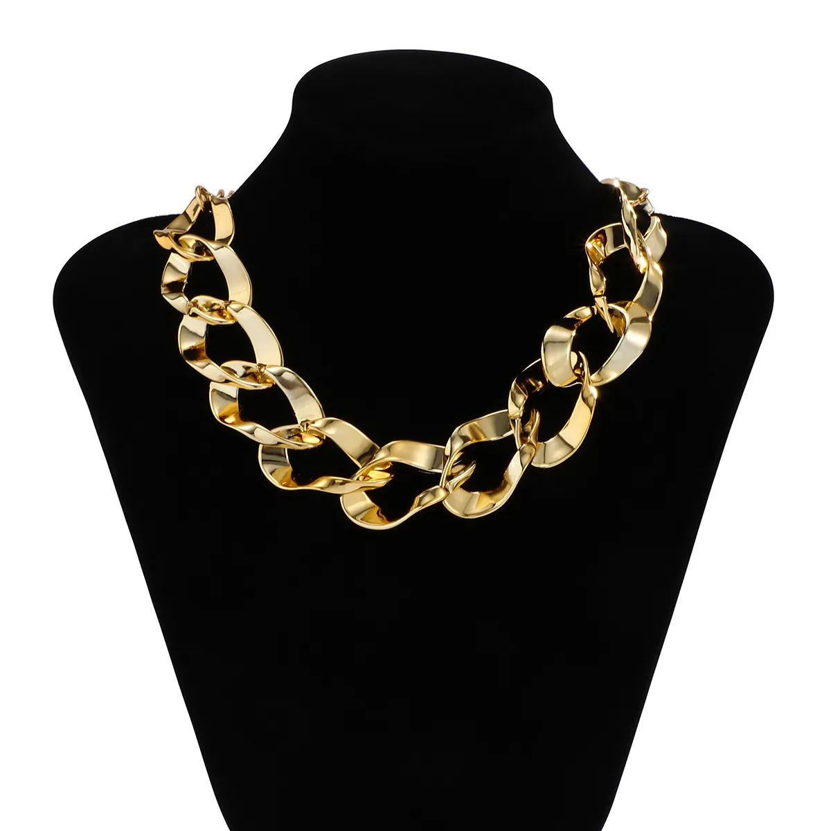 Cadenas de estilo hip hop para hombre, collar irregular grueso de color dorado, estilo punk personalizado, moda sencilla para mujer 2023_voghion.com