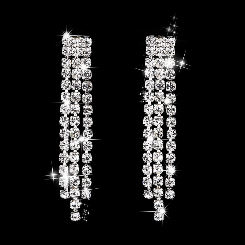 Jewelry Popular Wedding Dress Women's Jewelry Bridal Water Diamond Necklace Earrings Two Piece Set_voghion.com