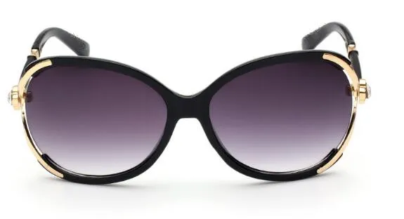 Óculos de sol designer femininos retro pretos moda com estojo_voghion.com