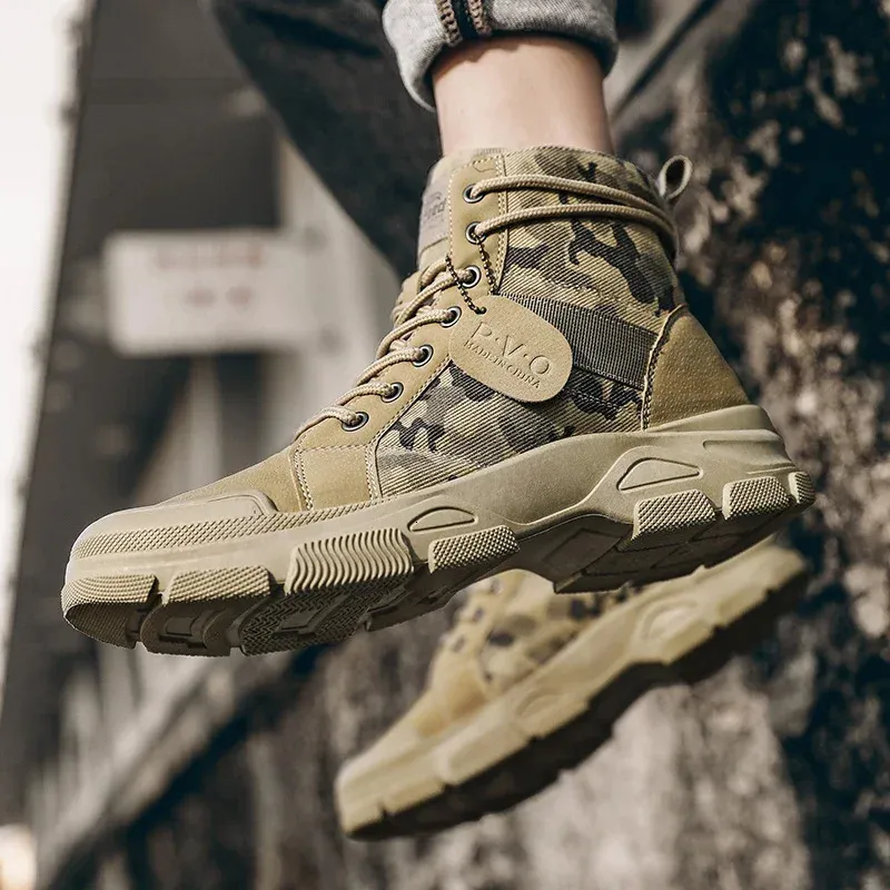 Herren Wanderschuhe Atmungsaktiv Camouflage Freizeit Stiefel_voghion.com