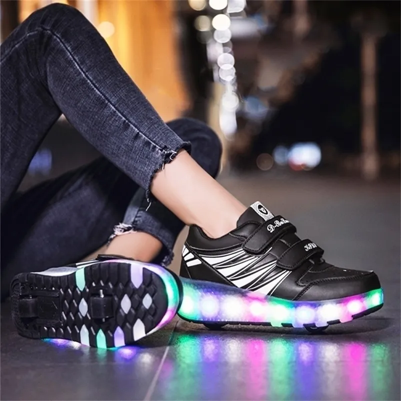 Sneakers Roller Skates 2 Wheels Shoes Glowing Lighted Led Children Boys Girls Kids Fashion Luminous Sports Boots Casual_voghion.com
