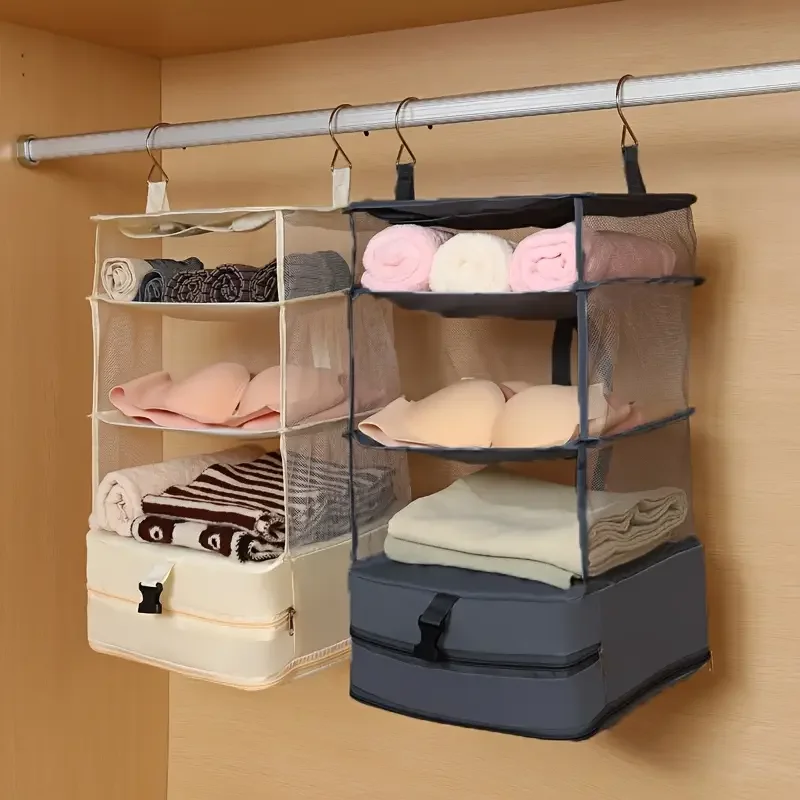 Hanging Wardrobe Organizer Foldable Closet Storage Shelves Bag_voghion.com