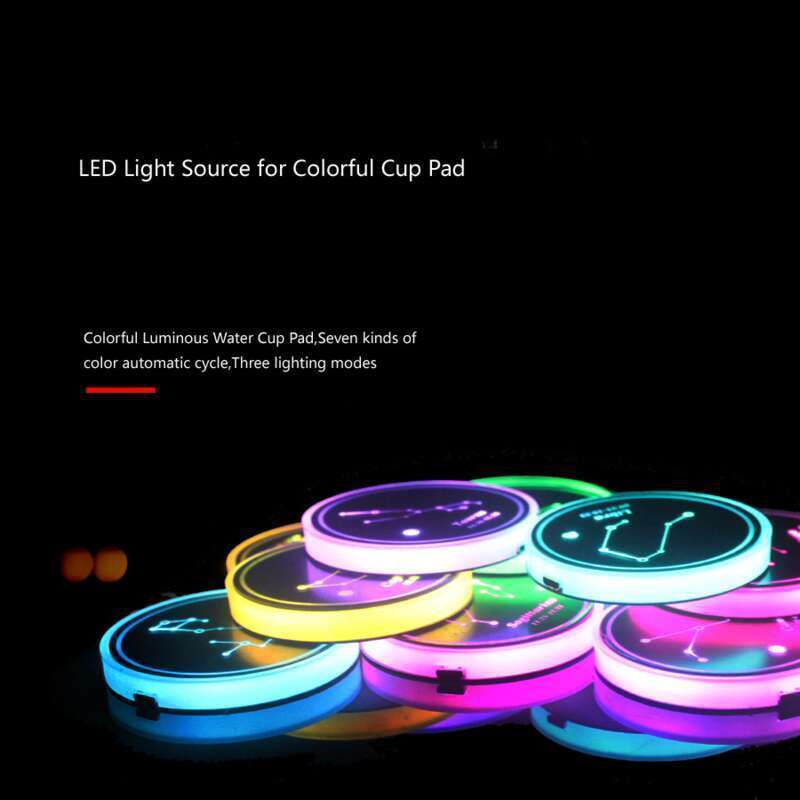 Coussin lumineux LED pour voiture Constellation Ciel étoilé Carte Arc-en-ciel Tasse Lumière d'ambiance intérieure de voiture_voghion.com