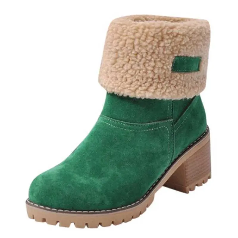 Casual Female Winter Fur Snow Warm Plush Womens Shoes Square High Heel Ankle Boots Black Botas De Mujer J241130_voghion.com