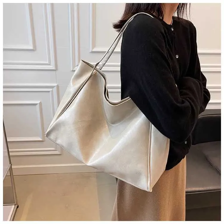 Casual Pu Leather Shoulder Bag Solid Colour Tote For Women_voghion.com