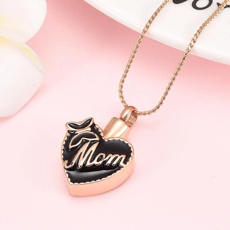 Always In My Heart Memorial Urns Cremation Jewelry Pendant Necklaces For Ashes Mom Women Girls Chains_voghion.com