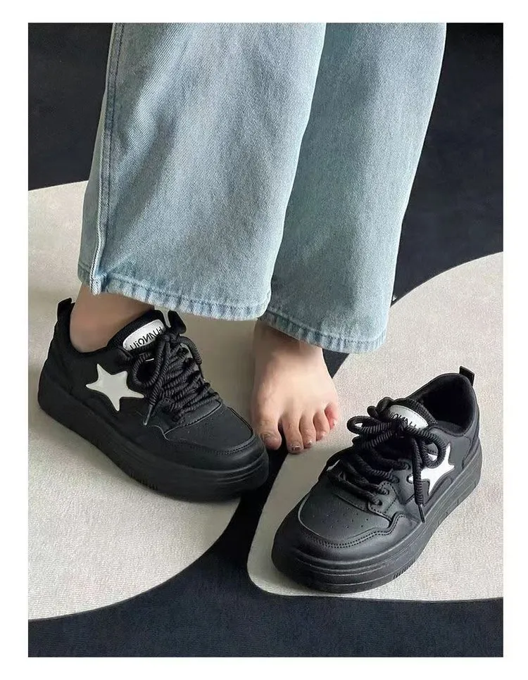 Academy Style Round Head Sponge Cake Thick Sole Casual Small White Fashionable And Comfortable High Height Board Shoes_voghion.com