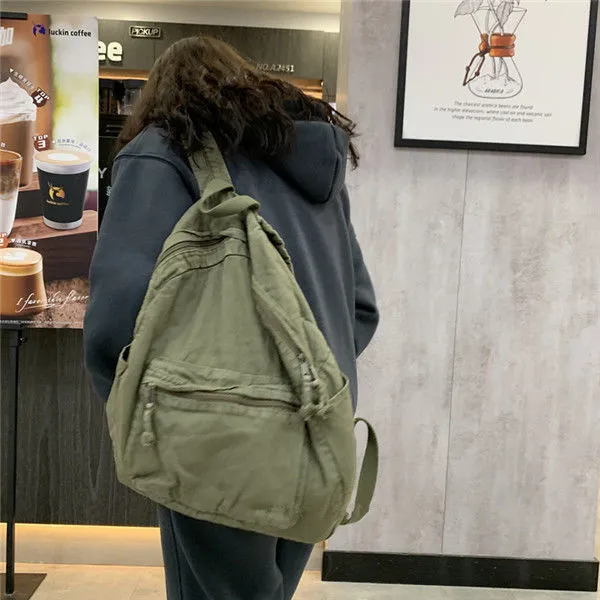 Vintage Backpack For Canvas Women Rucksack Zipper Casual Medium-Capacity Preppy Style Female Bag_voghion.com