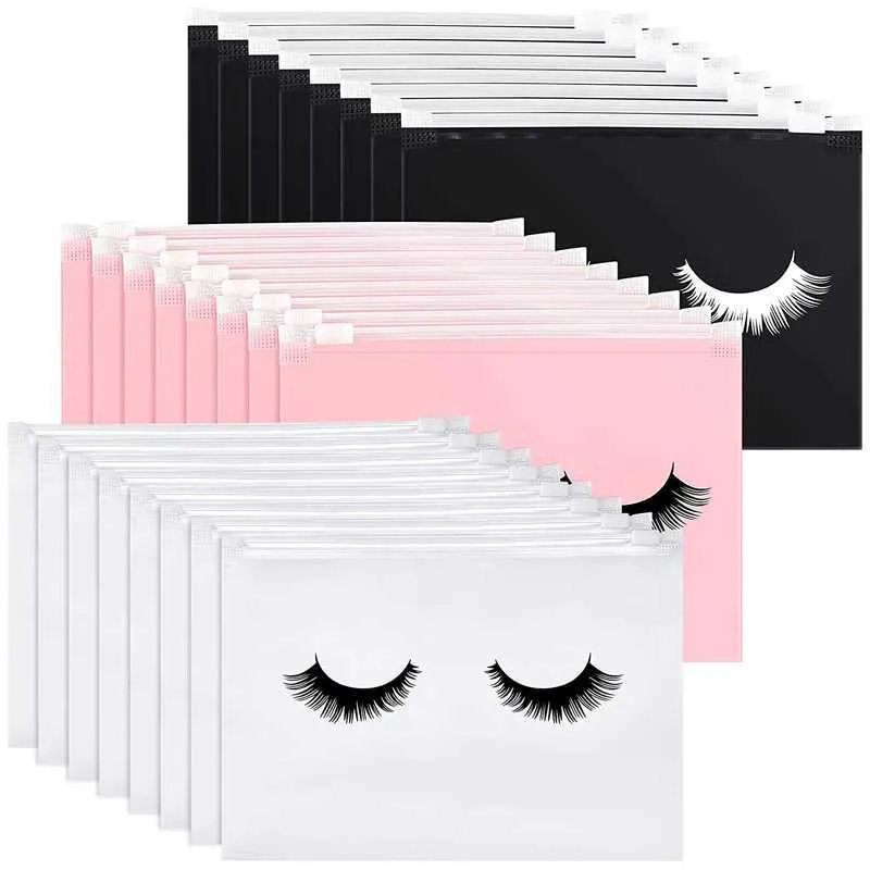 50 sacchetti per la cura delle ciglia riutilizzabili in EVA, da viaggio, in plastica, con cerniera, per il trucco Y241023_voghion.com
