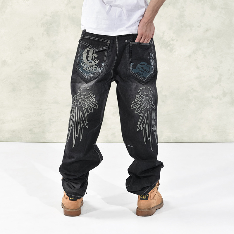 Vêtements pour hommes automne et hiver nouvelle grande broderie grande taille commerce extérieur lâche plus gros plus hip hop tendance gros gars skateboard pantalon