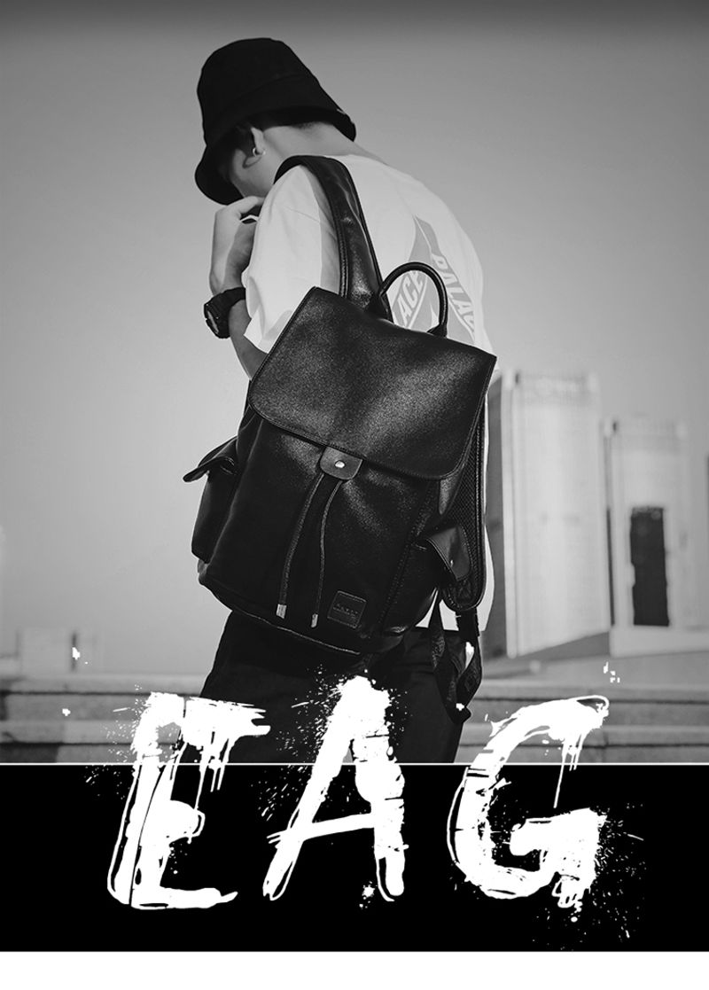 New Street Rucksack coreano Leder Business Kordelzug Mode Herren Schultasche, Reisetasche Trend_voghion.com