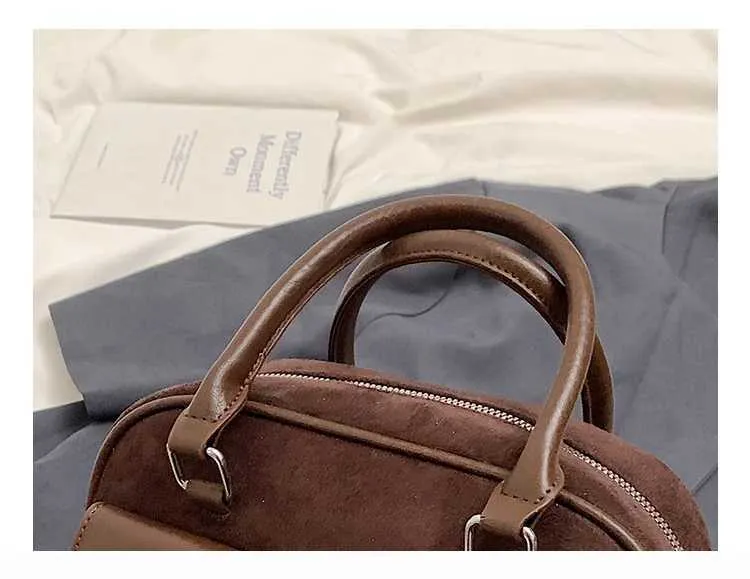 Retro Suede Handbag Shoulder Bag Large Capacity Crossbody Bag_voghion.com