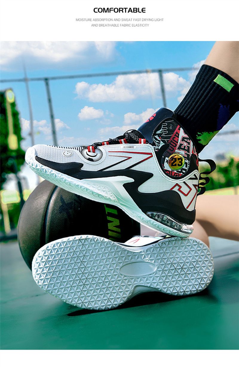 Air cushion high top basketball shoes men's mesh breathable professional training game sneakers trend_voghion.com