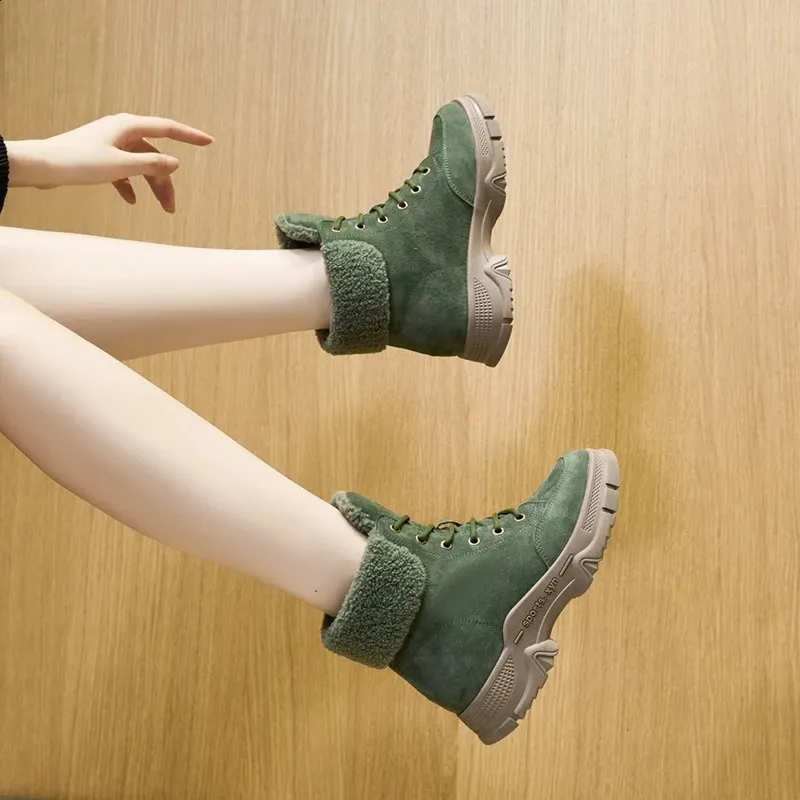 AIYUQI Sne Vintersko Skridsikre Flade Stor Størrelse Ægte Læder Dame Ankelstøvler 240719_voghion.com