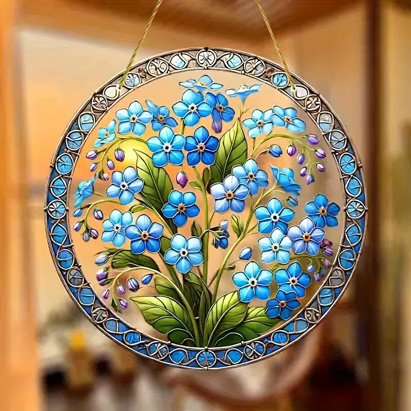 Acchiappasole Glam Forget-Me-Not 8x8 pollici - Decorazione da parete in vetro acrilico per camera da letto e soggiorno - Elegante regalo di inaugurazione della casa_voghion.com