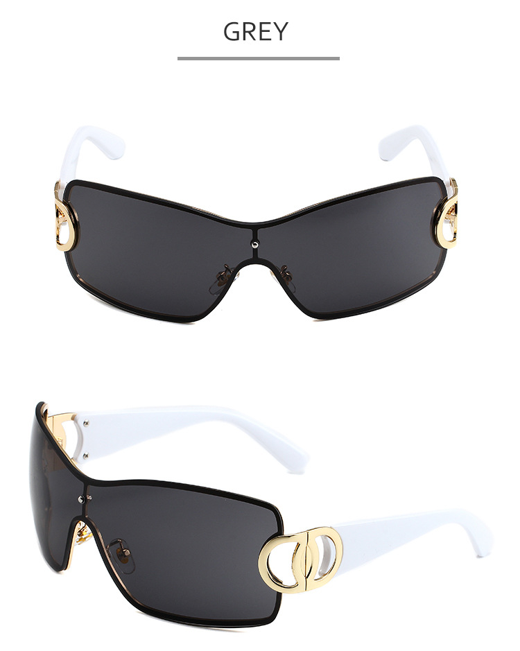 Y2K Large Frame Sunglasses - Retro Modern Style (Frameless One Piece, European & American Trendy, Hot Girl Look)_voghion.com