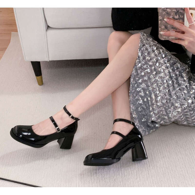 Red Square Toe Chunky Heel Dress Ultra Heeled Mary-Jay Siegel Shoes_voghion.com