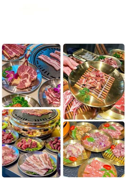 Korean Style 304 Stainless Steel Disc, Commercial Golden Barbecue Fruit Cake Tray, Meal Bone Plate, Shallow Plate_voghion.com