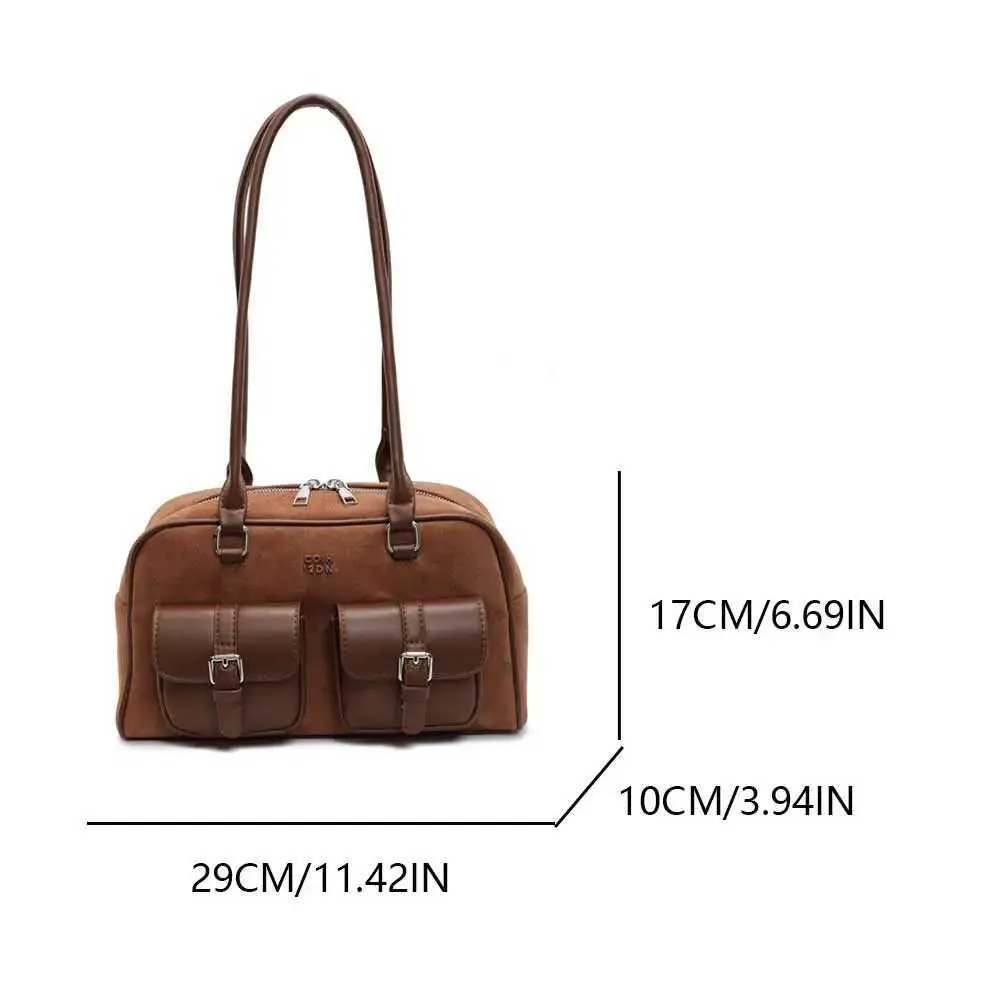 Kvinder Retro Tote Håndtaske PU Læder Casual Multi Lommer Mode Armhulstaske Dame Pendlertaske Ba241210_voghion.com