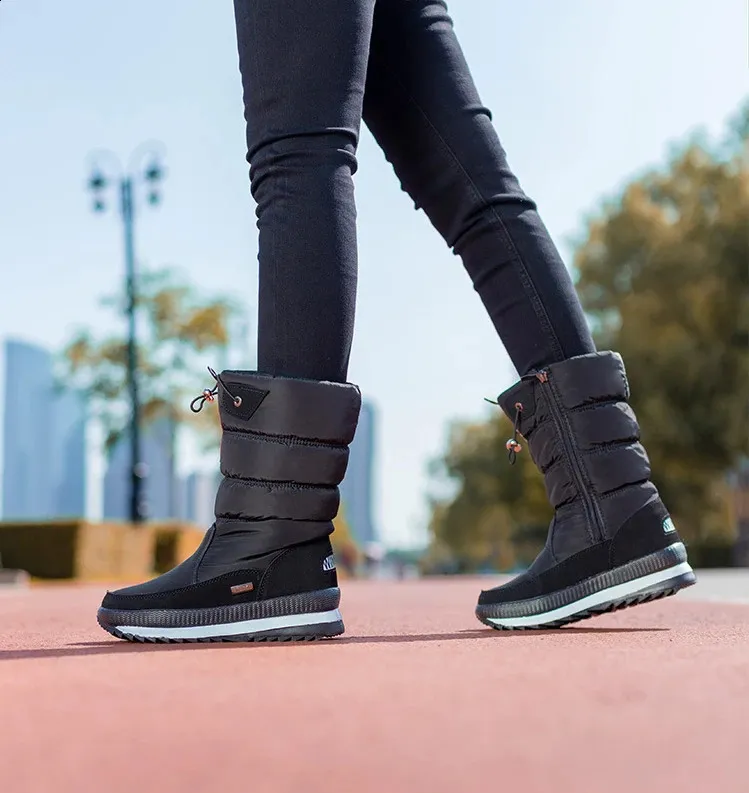 Woman Chunky Womens Shoes For Snow Boots Half High Moon Platform Mid Calf Round Toe Big Red Waterproof With Chic Point_voghion.com