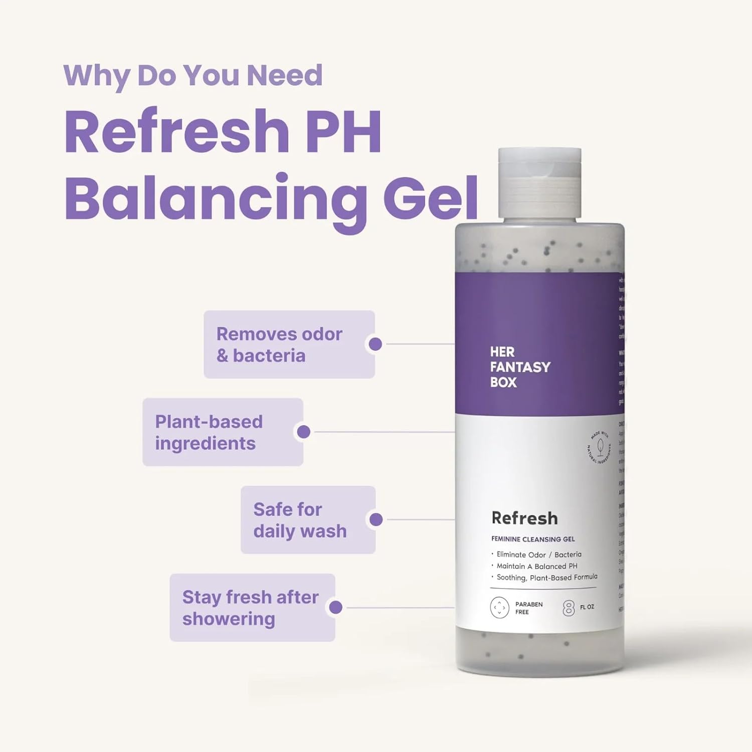 Novo Her Fantasy Box Refresh pH Balancing Shower Gel - Solução natural de higiene feminina para limpeza suave, controle de odores e nutrição da pele_voghion.com