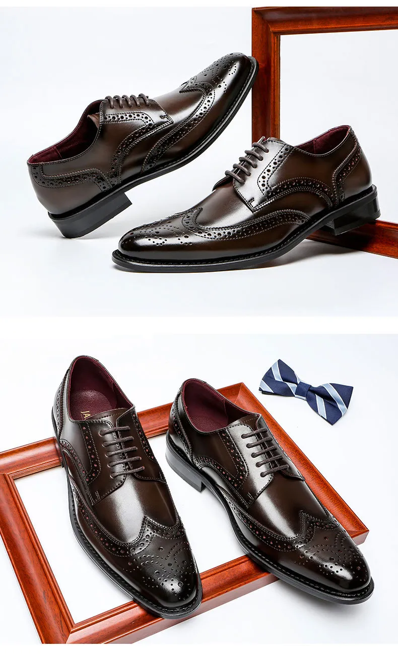 Men's Leather Brogue Golf Shoes For Formal Weddings And Golf_voghion.com