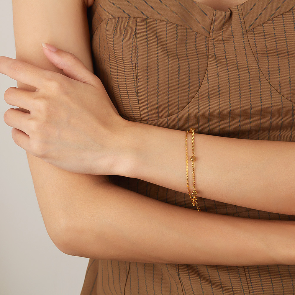 Geometric Accessory/ Temperament Twin Chain Titanium Steel Bracelet For Women_voghion.com