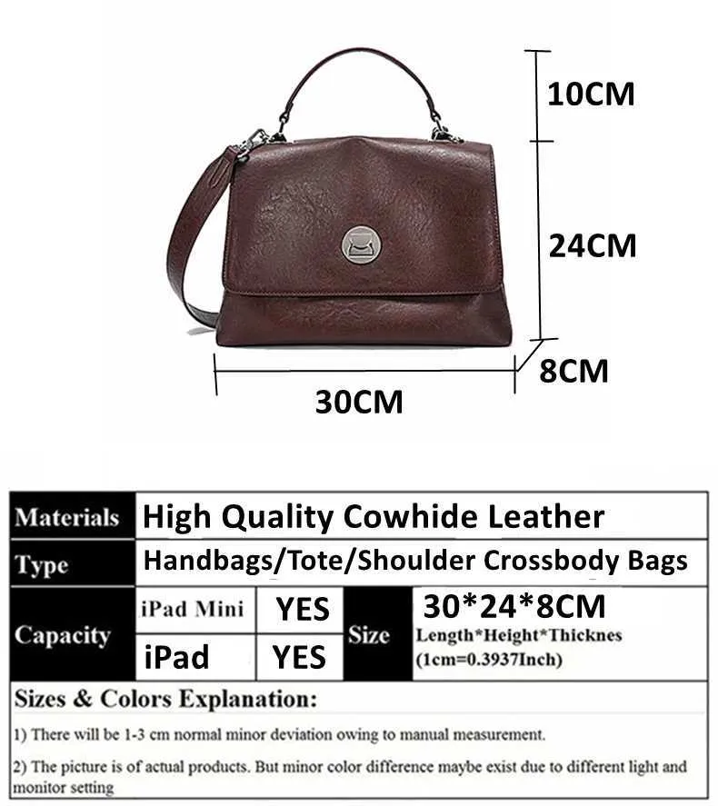 Hifashion Retro Vera Pelle Grandi Borse a Tracolla per Donna 2025 Tendenza Designer Satchel Tote Crossbody Ufficio Signore_voghion.com