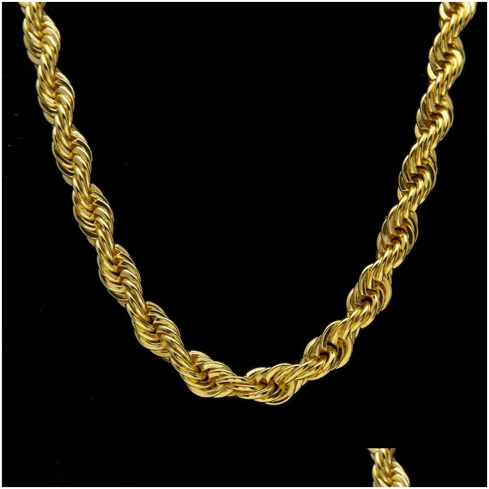 Ketten 10 mm dick, 76 cm langes Seil, verdrehte Kette, vergoldet, Hip Hop, schwere Halskette für Herren, Drop-Lieferung, Schmuck_voghion.com