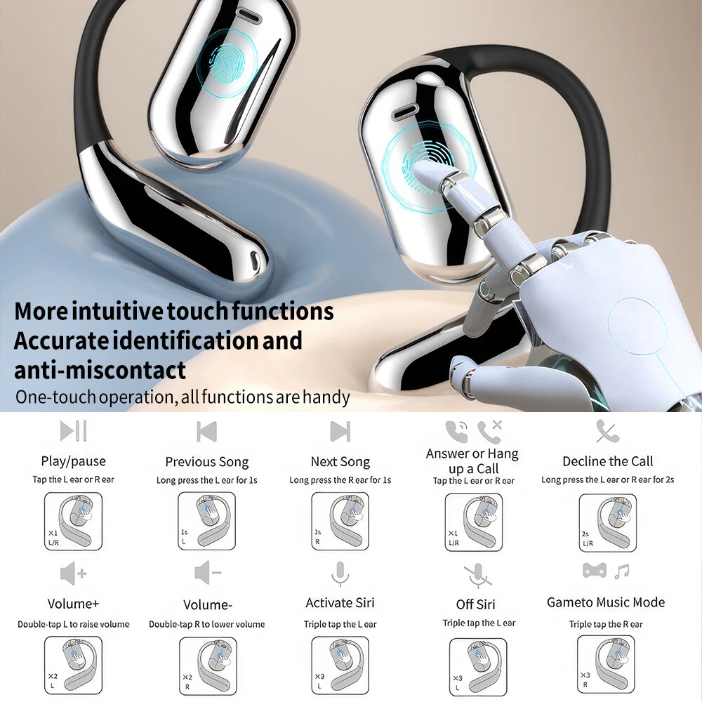 True Wireless Bone Conduction Headphones, OWS Open Ear Earphones With Earhooks_voghion.com