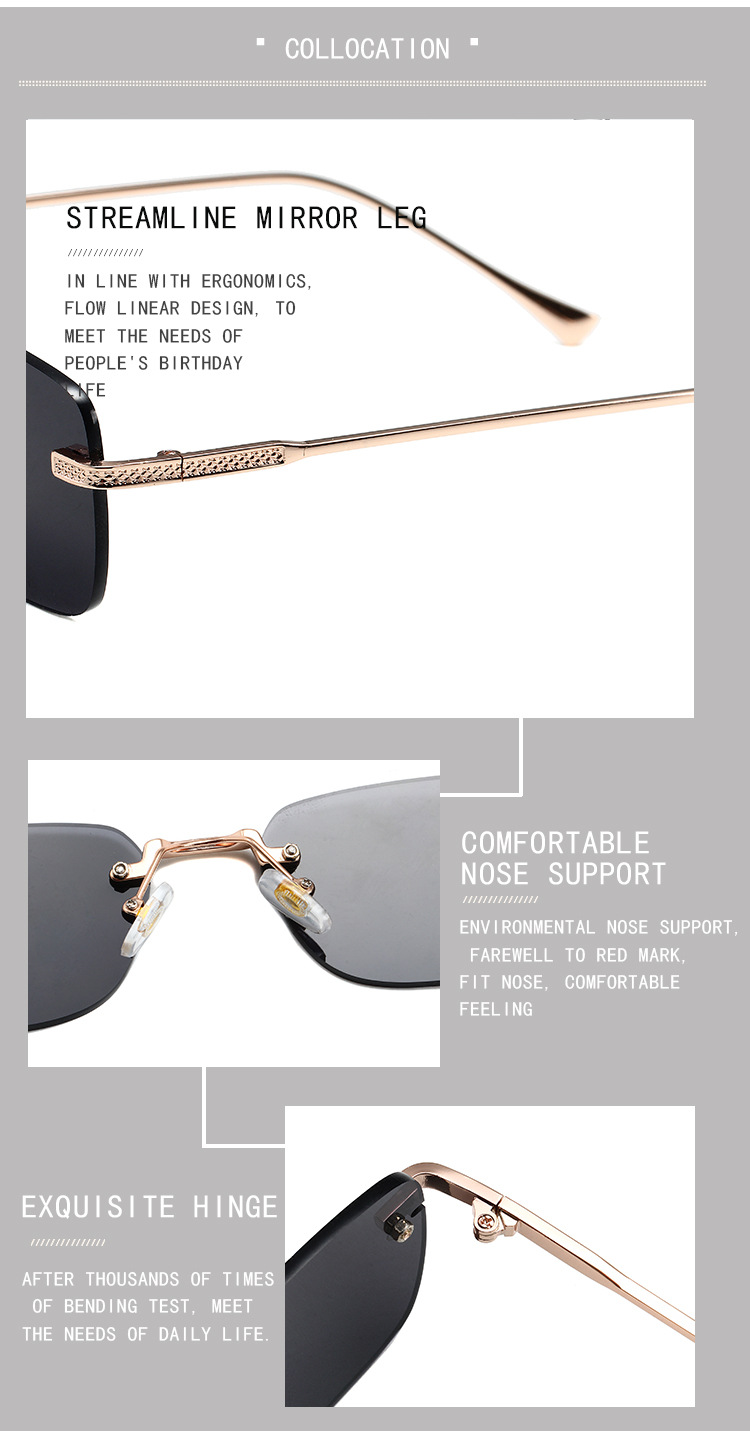 Square Frame Square Small Frame Sunglasses - Retro Frameless Trend (Fashion Trends, Unisex Design，Hot-selling )​_voghion.com
