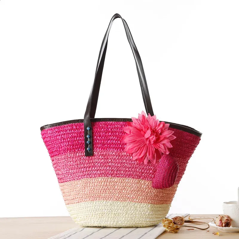 Modische Handgeflochtene Tragetasche Und Schultertasche Aus Stroh_voghion.com