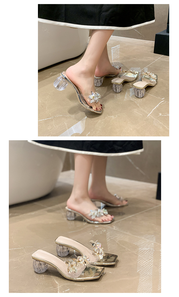 2024 Pantofole con tacco alto a forma di cristallo trasparente a forma di fiore dolce coreano estivo 2024 per donna_voghion.com