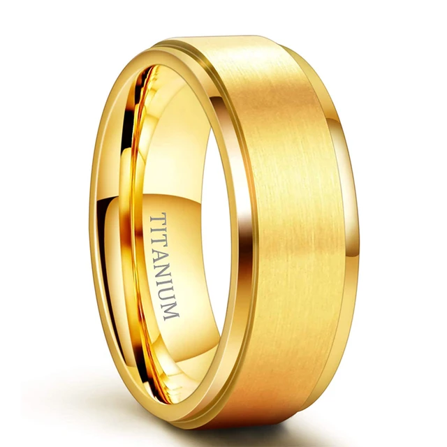 Somen 6mm 8mm Goudkleurige Pure Titanium Ringen Dames Heren Geborstelde Trouwring Mat Comfort Fit Ring Voor Koppel Maat 6-13_voghion.com