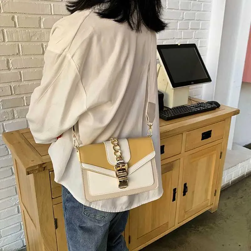 Mode Frauen Kette Crossbody Freizeit Splice Kleine Quadratische Schulter Design Umhängetasche Reise Geldbörse und Handtasche241216_voghion.com