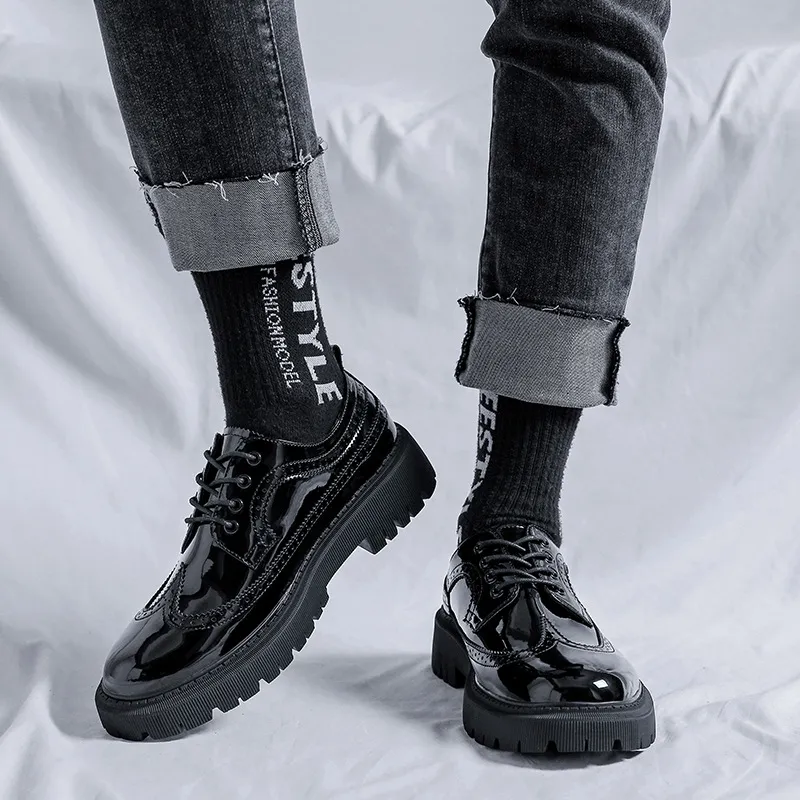 Pantofi sport pentru bărbați, stil business, casual, cu platformă, talpă groasă, piele naturală, stil streetwear, stil vintage, rochie de petrecere și nuntă_voghion.com