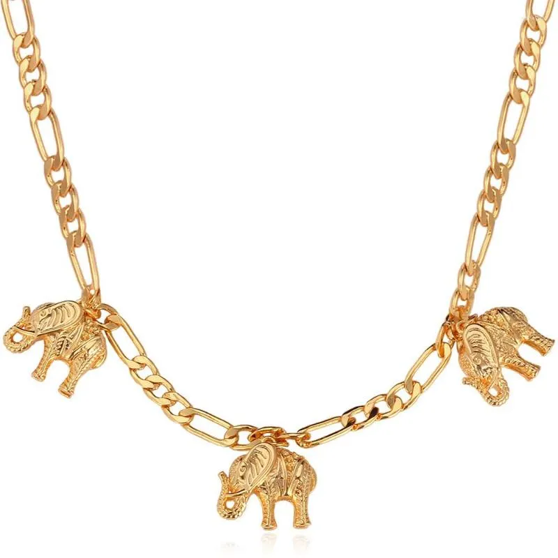 Collier tendance en forme d'éléphant pour femme, bijou tendance, chaîne Figaro, couleur or, breloque, N114_voghion.com