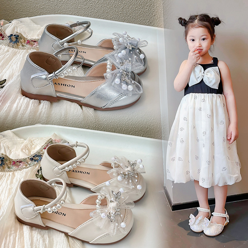 Children's Shoes Sandals Summer New Little Girl Rhinestone Sequins Fashion Princess Shoes Student Beach Shoes