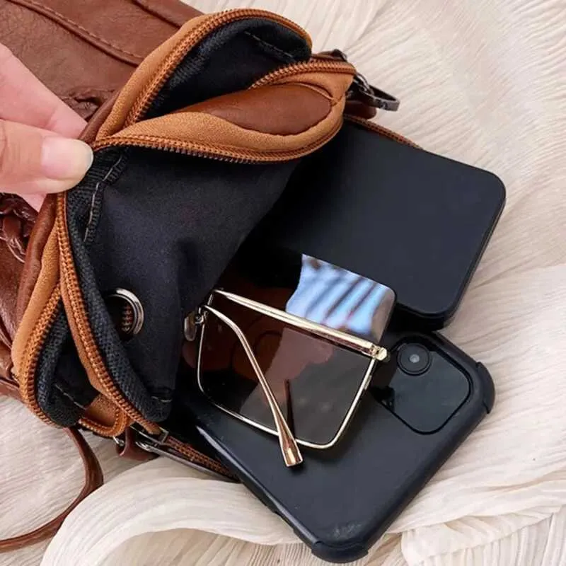 PU Leder Kleine Frauen Schulter Vintage Crossbody Geldbörse Handy Tasche Mode Weiche Handtasche PurseC241021_voghion.com