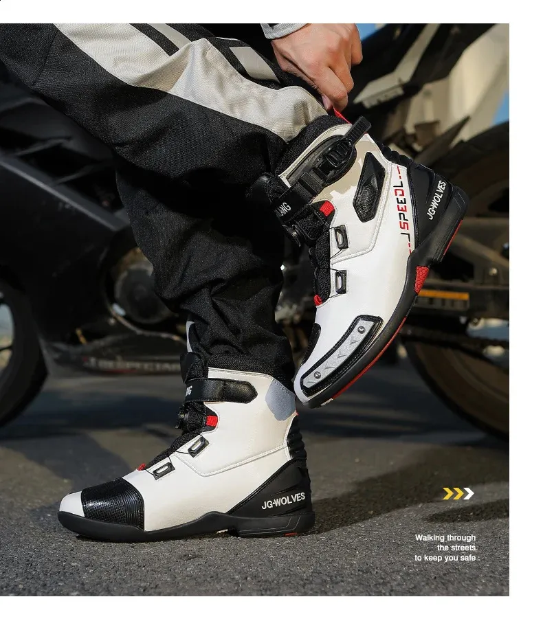 mens leather breathable anti slip wear-resistant rider boots motorcycle racing ankle length shoes 241105_voghion.com
