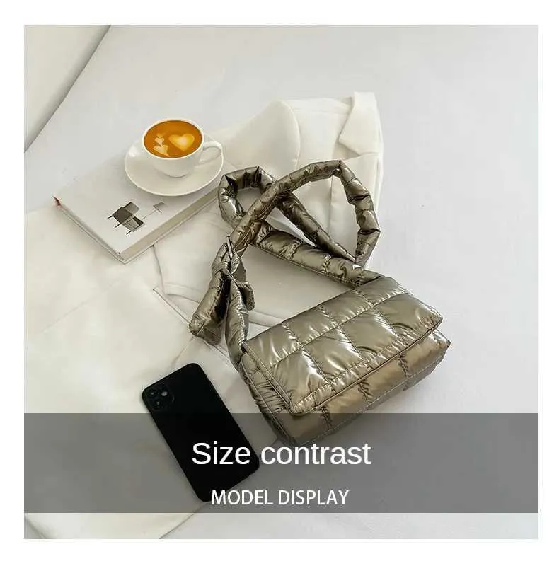 Moda trapuntata invernale leggera calda imbottita in cotone scozzese spalla donne sottobraccio borse gonfie borse C241216_voghion.com