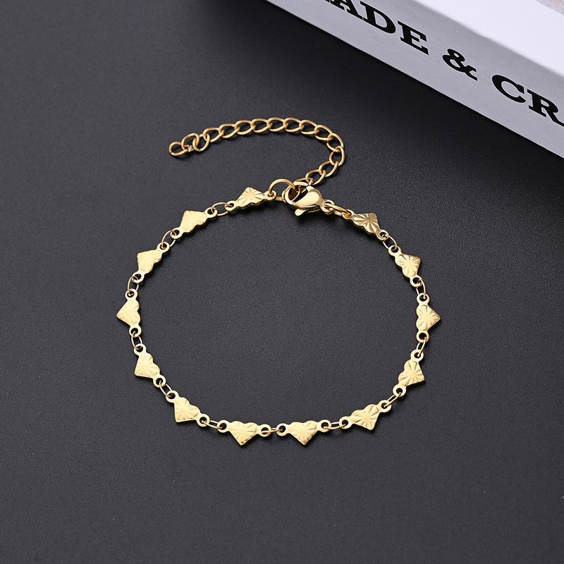 Braccialetti casual carini romantici a forma di cuore in acciaio inossidabile 304 placcati in oro all'ingrosso_voghion.com