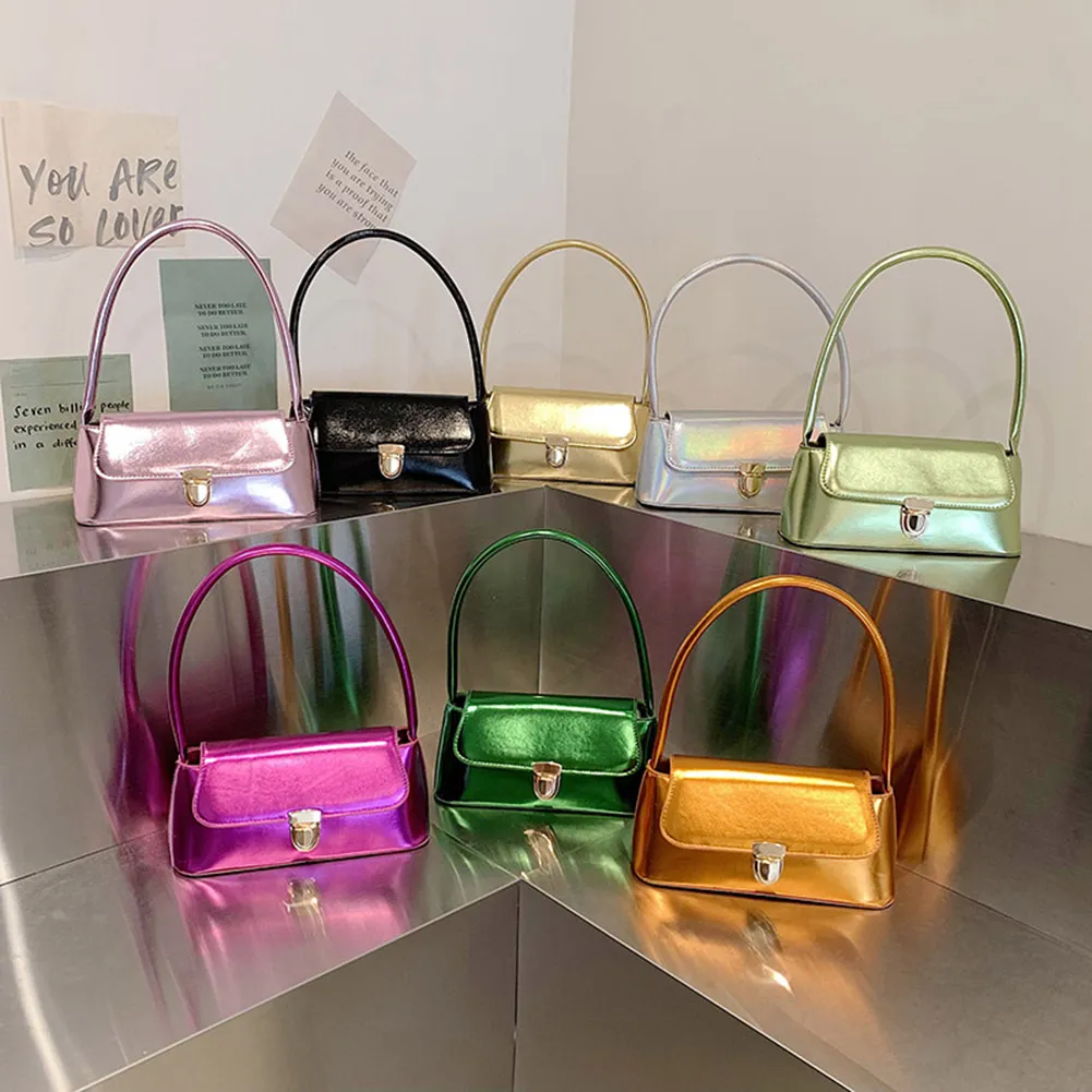 Handtassen voor dames, eenvoudige handtassen met handvat, Franse tote, elegante glanzende oksel, schoudertas van PU-leer voor dames_voghion.com