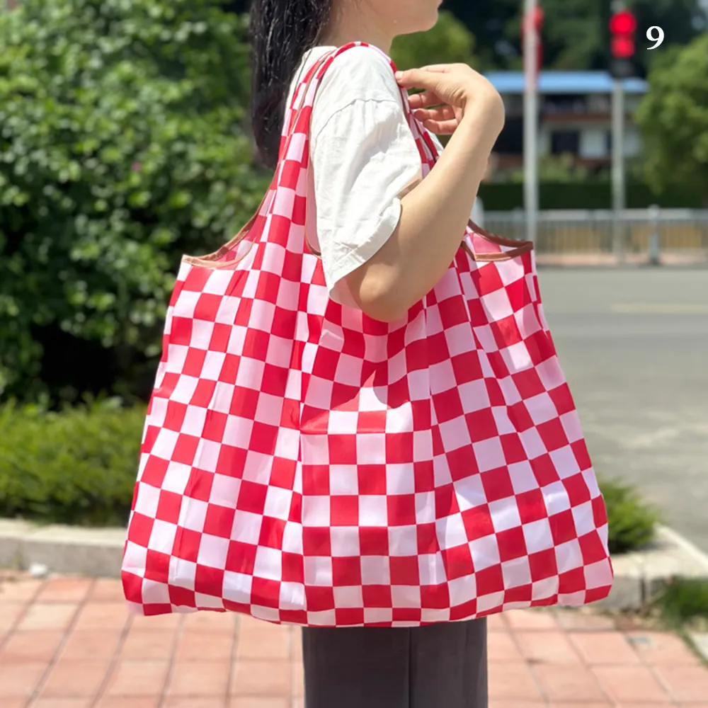 Oxford Cloth Folding Big Portable Storage Large-capacity Washable Reusable Foldable Shopping Bag Handbags_voghion.com