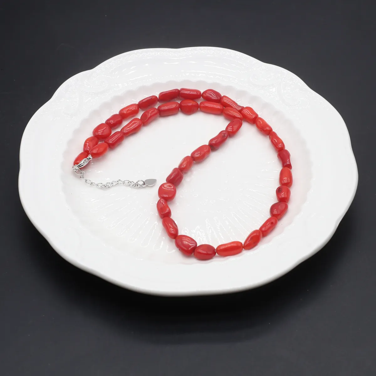 Catene da donna forma irregolare collana di perline di corallo rosso energia Reiki gioielli per fai da te creazione braccialetto artigianato regalo 1 pz_voghion.com