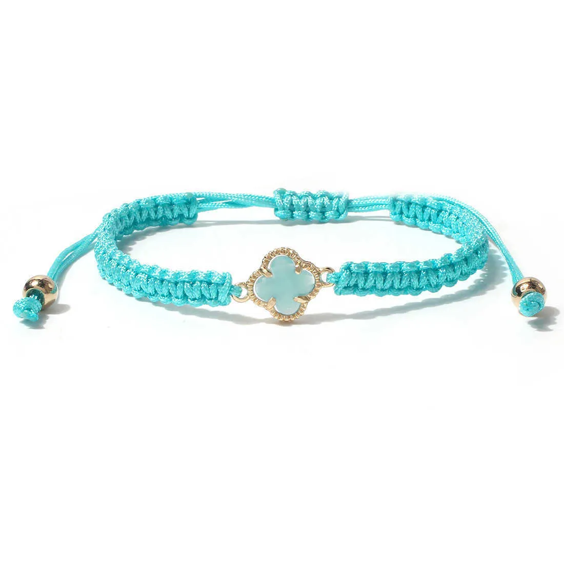 KDC869 großhandel mode handgemachte glück Vierblättriges Kleeblatt Blume charme armband rame seil schmuck frauen string mädchen_voghion.com