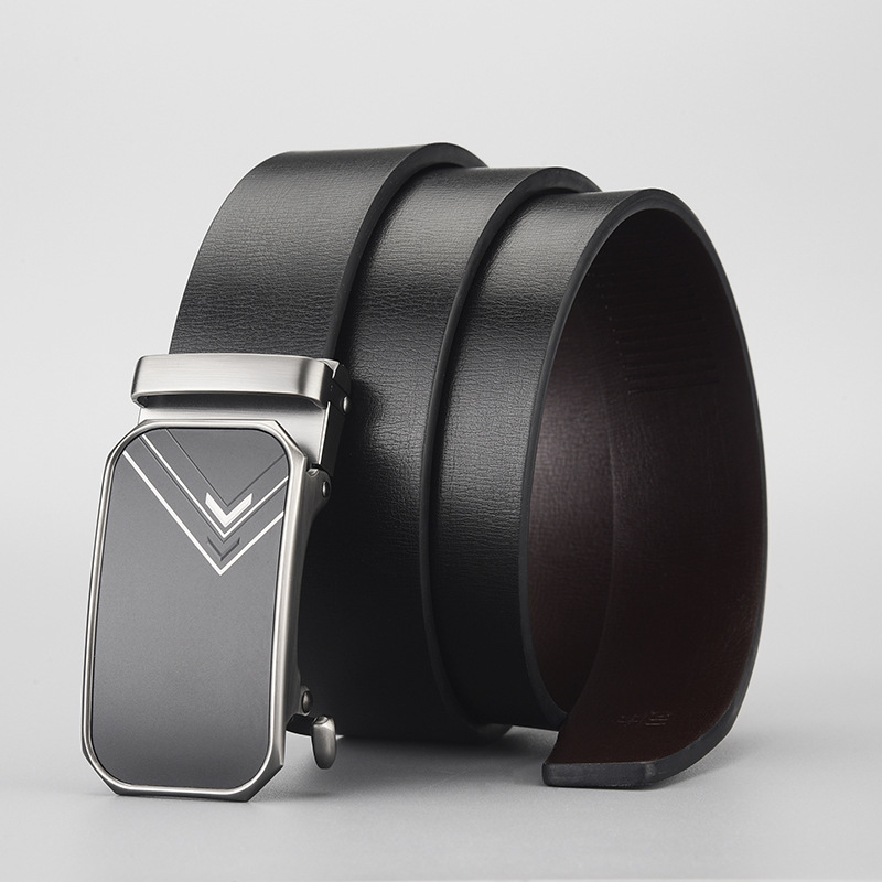 Belt New High-end Business Model Toothless Automatic Buckle Genuine Leather Men's Belt_voghion.com
