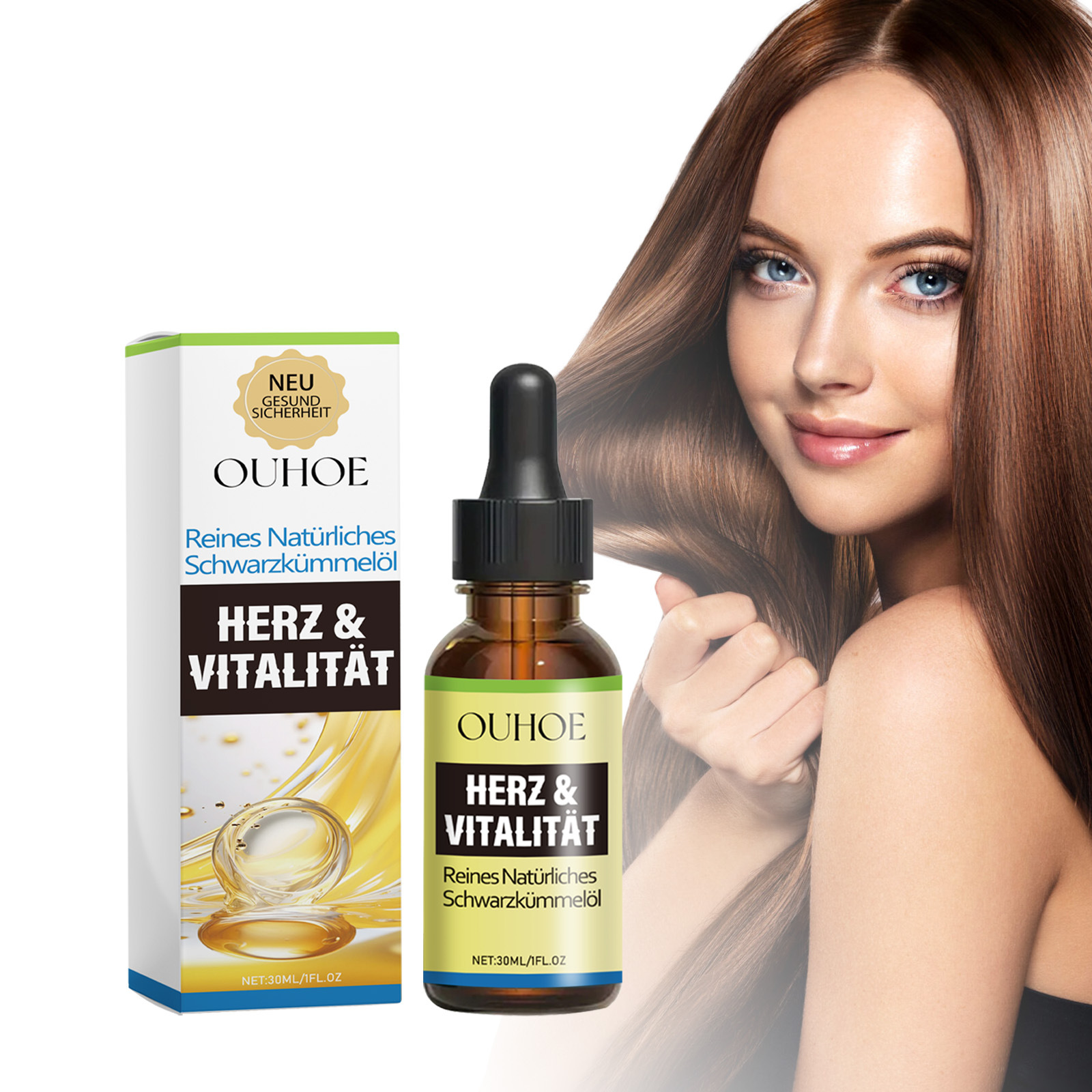 OUHOE Olejek z czarnuszki naprawczy, przeciw wypadaniu włosów, napiętym włosom, swędzeniu skóry, zaczerwienieniom i łuszczeniu się skóry_voghion.com